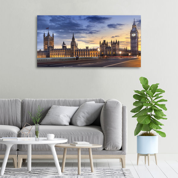 Produktbild von Ölgemäl Regen In London Sanfte Stadtlandschaft Big Ben England Moderne Kunst Und Vektor 85547370
